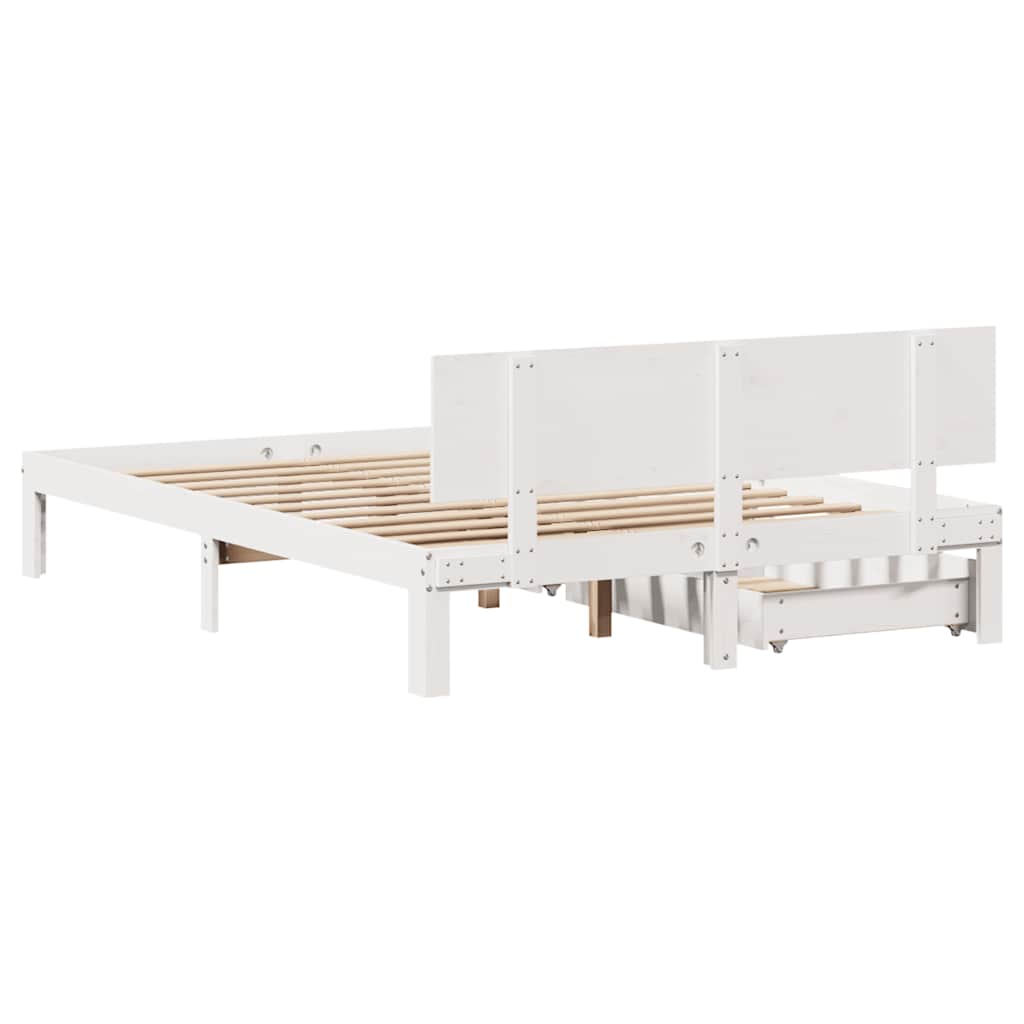 Bed Frame with Drawers without Mattress White 120x200 cm