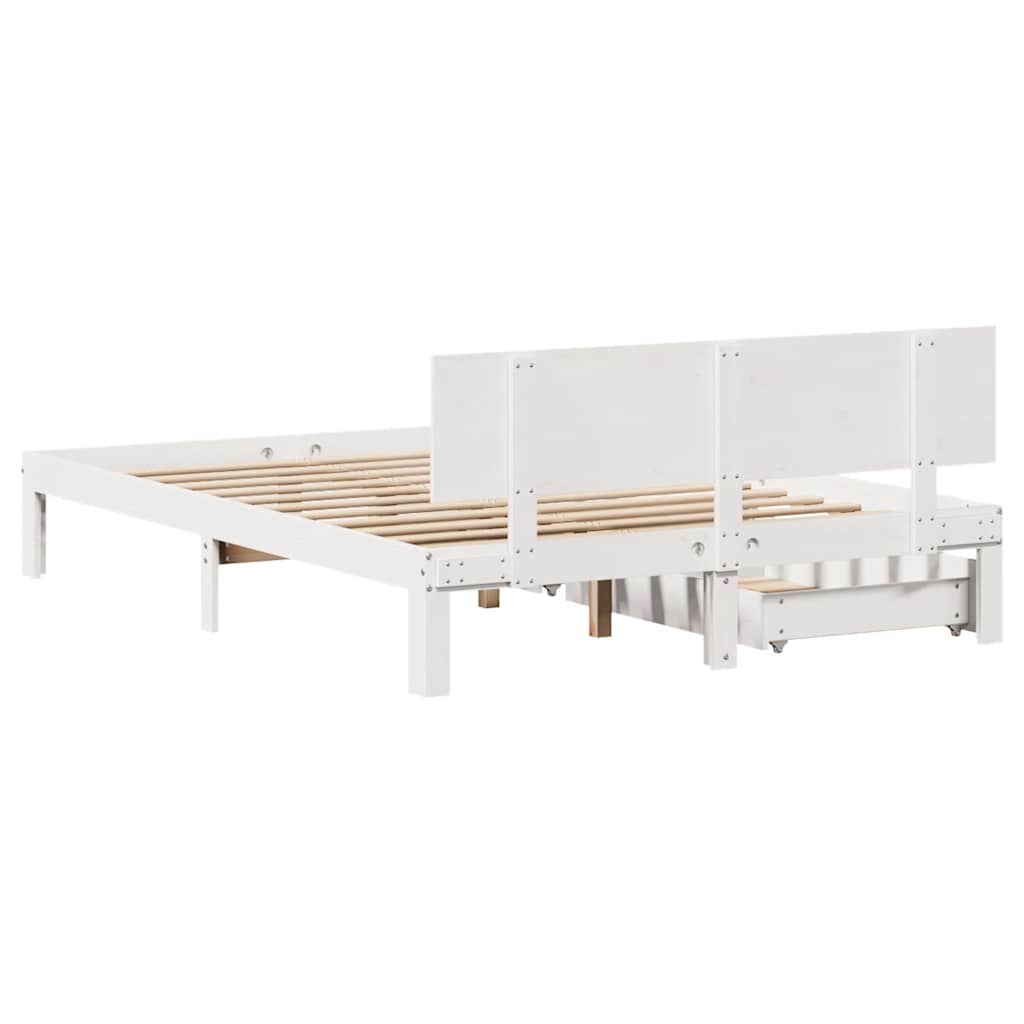 Bed Frame with Drawers without Mattress White 150x200 cm King Size