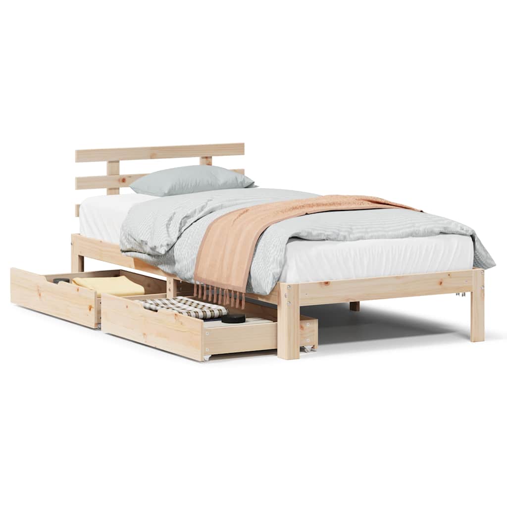 Bed Frame with Drawers without Mattress 75x190 cm Small Single