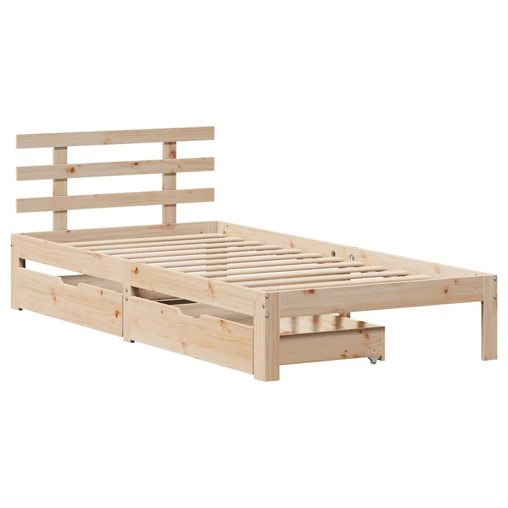 Bed Frame with Drawers without Mattress 75x190 cm Small Single