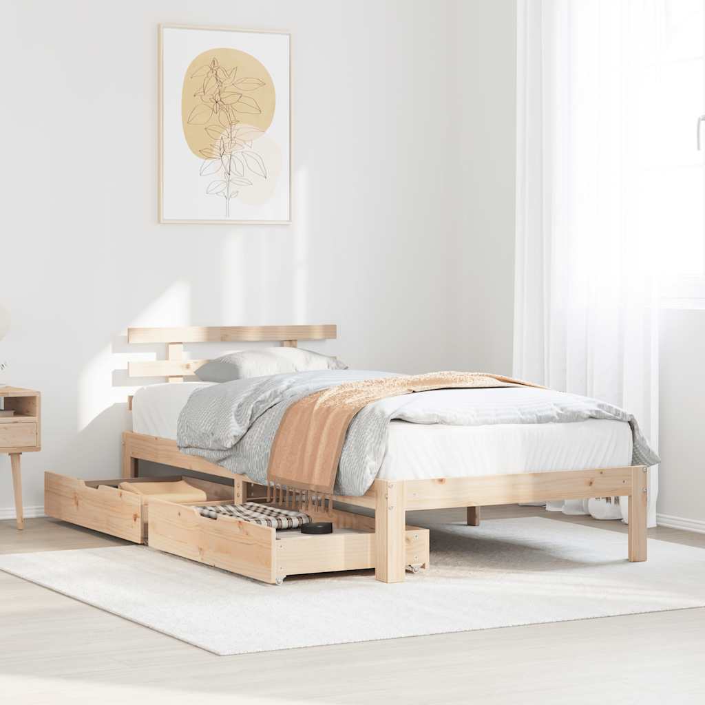 Bed Frame with Drawers without Mattress 90x190 cm Single