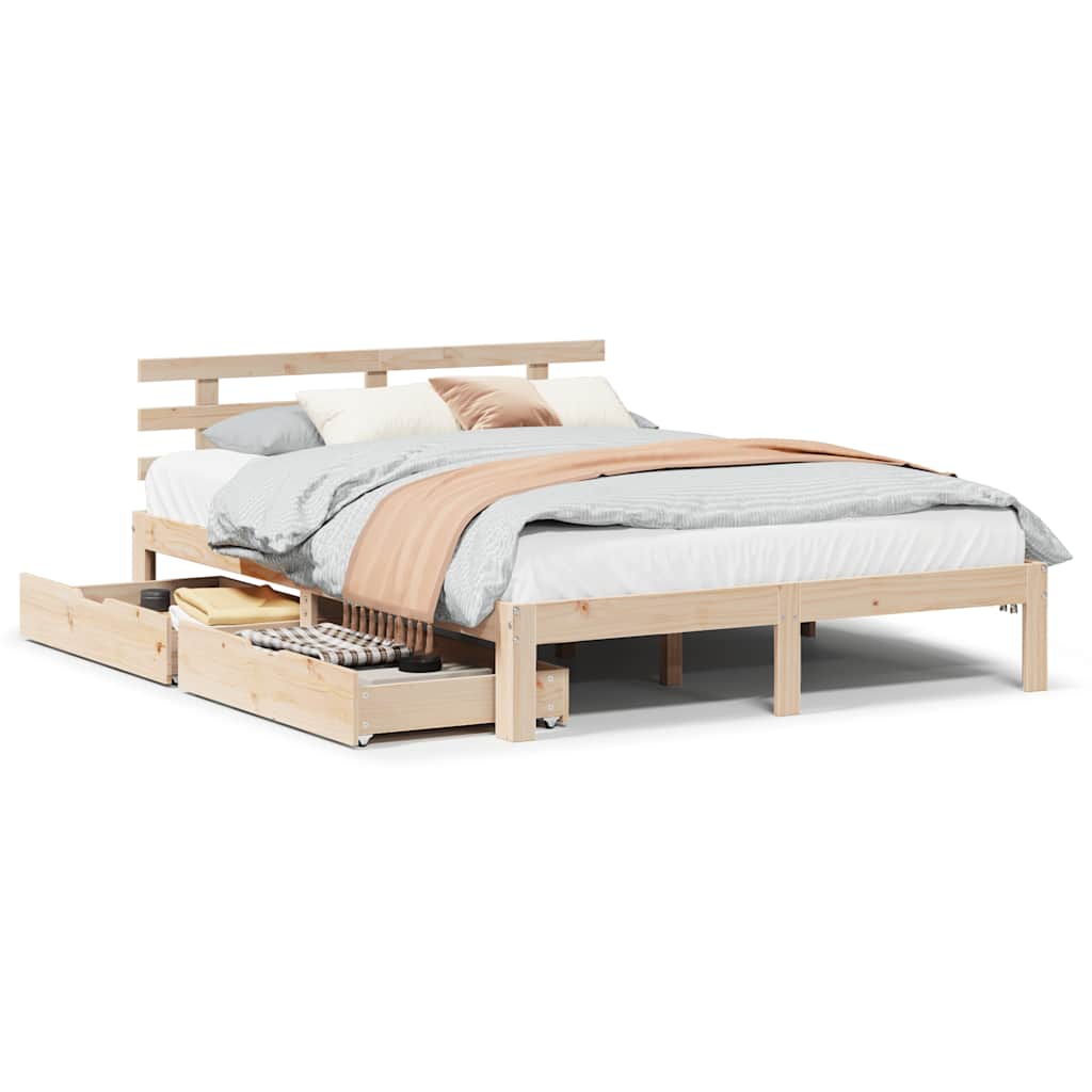 Bed Frame with Drawers without Mattress 120x190 cm Small Double