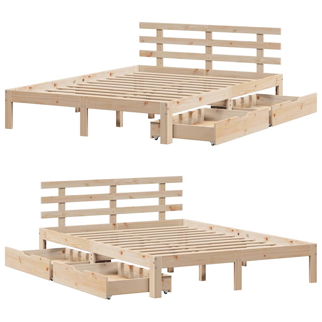 Bed Frame with Drawers without Mattress 135x190 cm Double