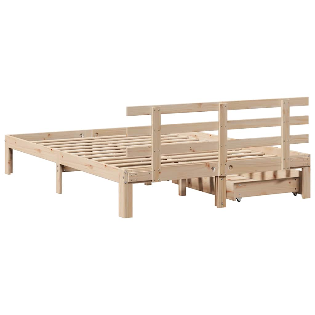 Bed Frame with Drawers without Mattress 140x190 cm