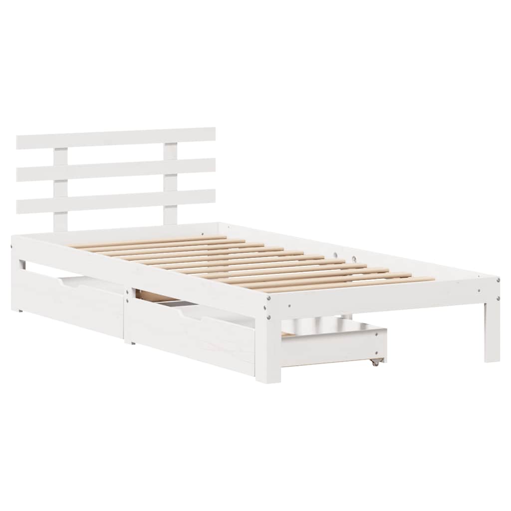 Bed Frame with Drawers without Mattress White90x200 cm