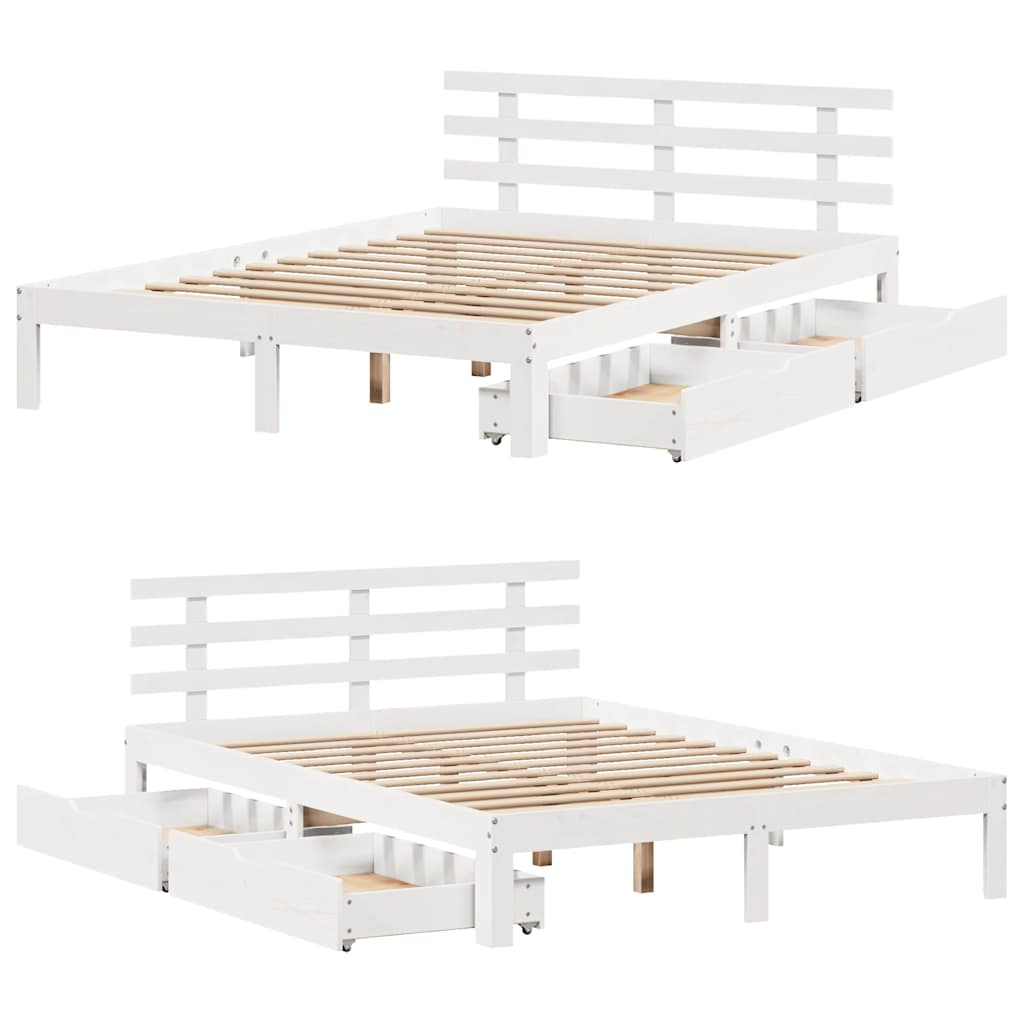 Bed Frame with Drawers without Mattress White 120x200 cm