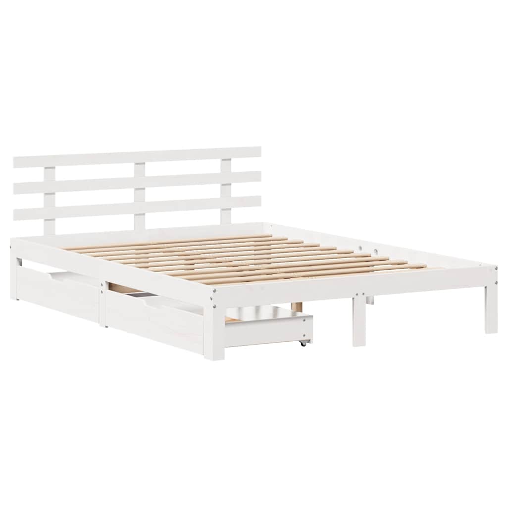 Bed Frame with Drawers without Mattress White 140x200 cm