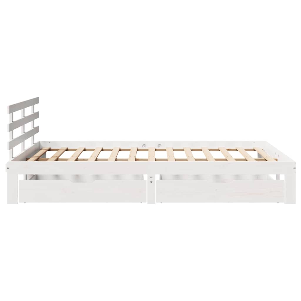 Bed Frame with Drawers without Mattress White 160x200 cm