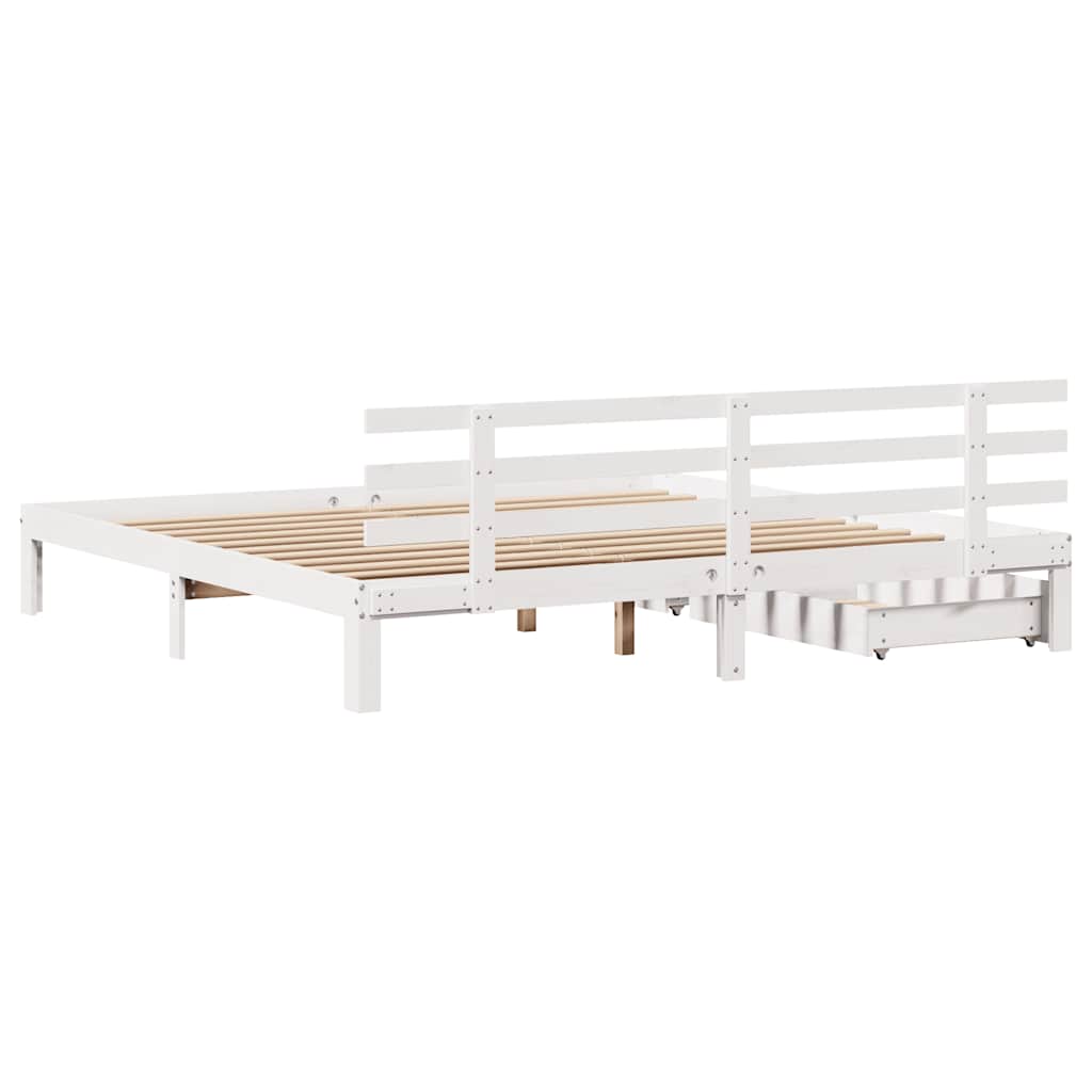 Bed Frame with Drawers without Mattress White 200x200 cm