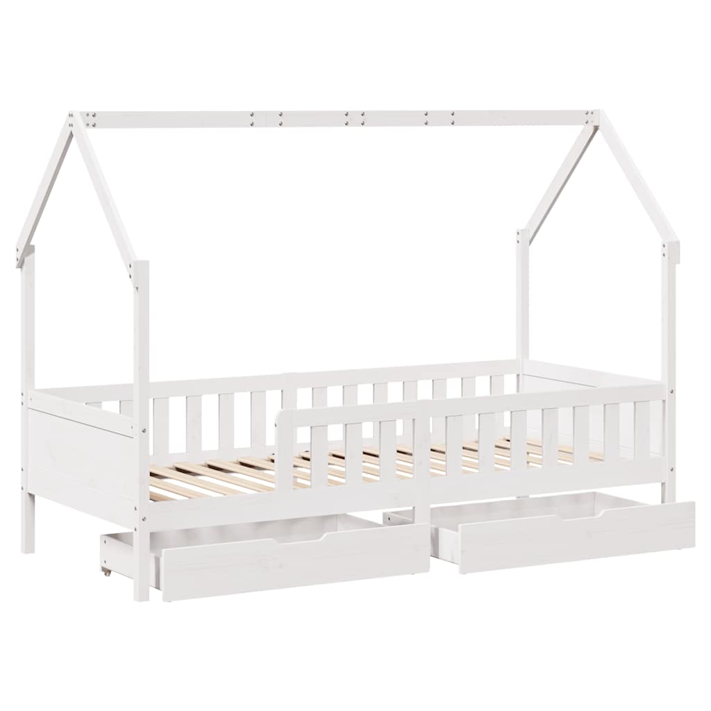 Kids Bed Frame with Drawers without Mattress 90x200 cm Solid Wood