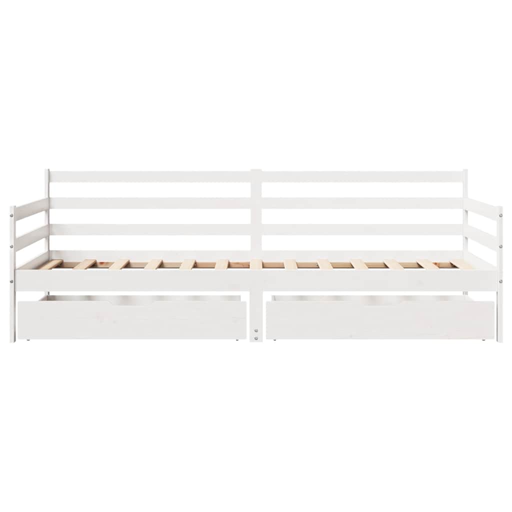 Daybed with Drawers without Mattress White 90x190 cm Single Solid Wood