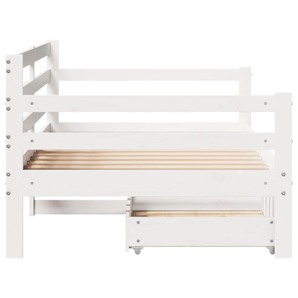Daybed with Drawers without Mattress White 90x190 cm Single Solid Wood