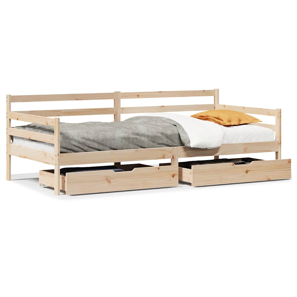 Daybed with Drawers without Mattress White 80x200 cm Solid Wood