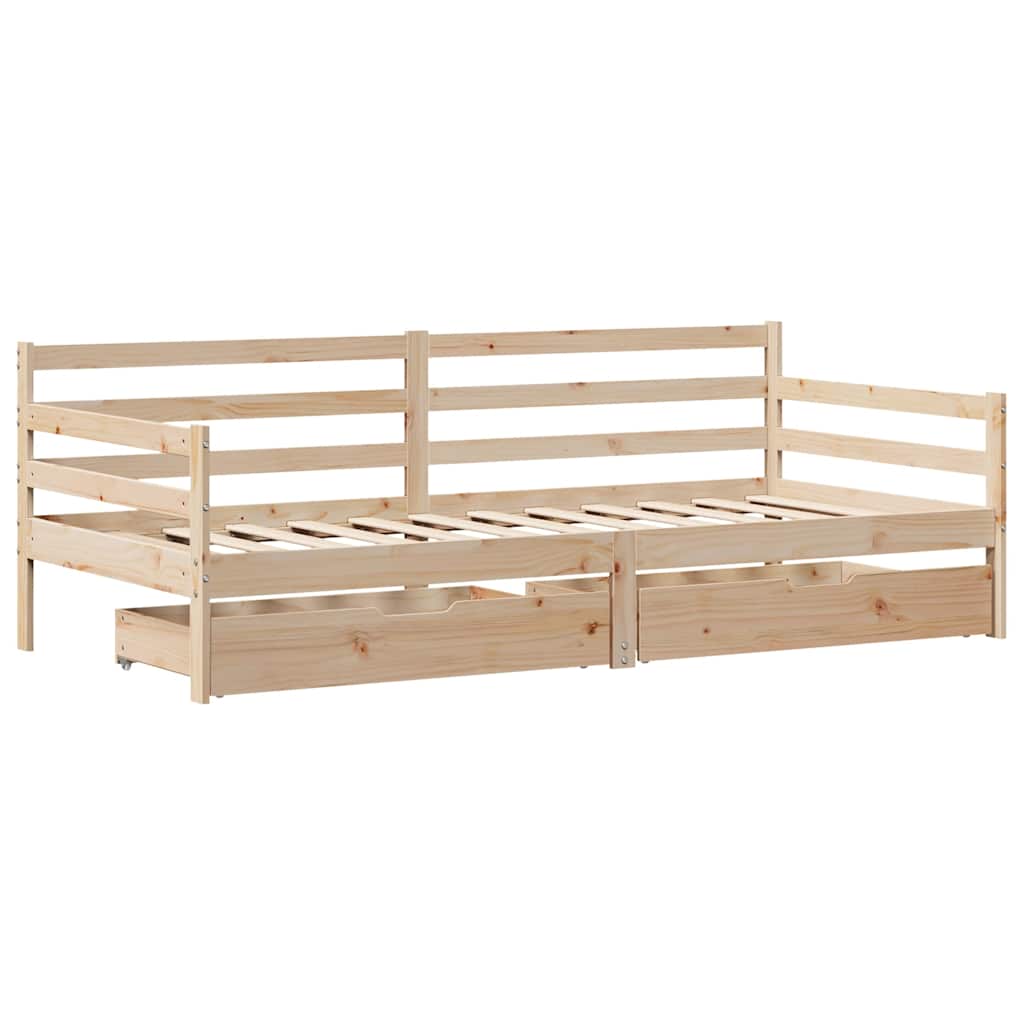Daybed with Drawers without Mattress White 80x200 cm Solid Wood