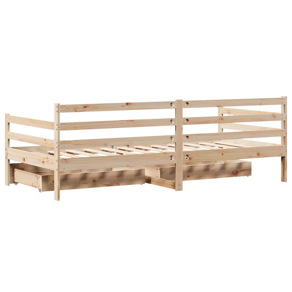 Daybed with Drawers without Mattress White 80x200 cm Solid Wood