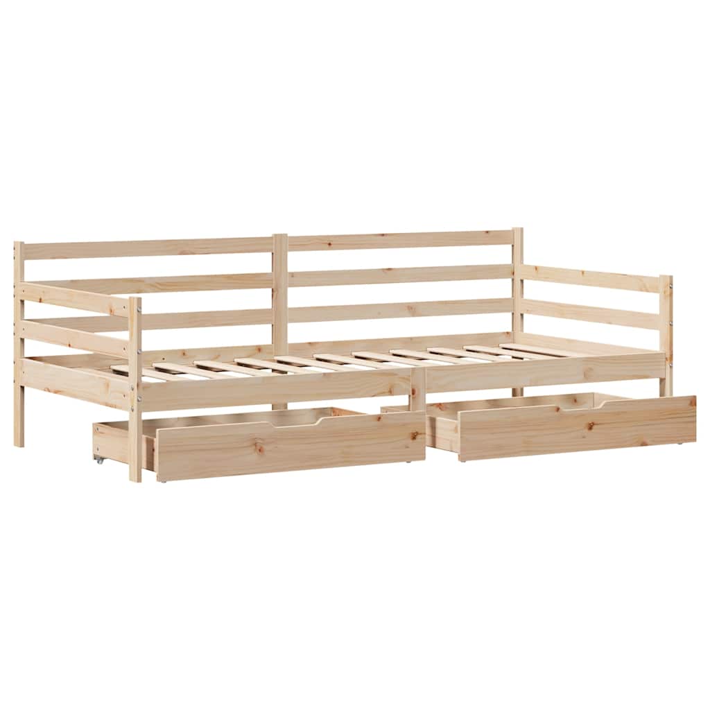 Daybed with Drawers without Mattress White 80x200 cm Solid Wood