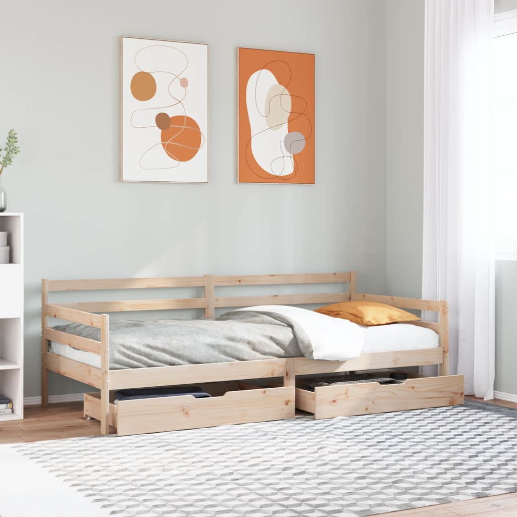 Daybed with Drawers without Mattress White 80x200 cm Solid Wood