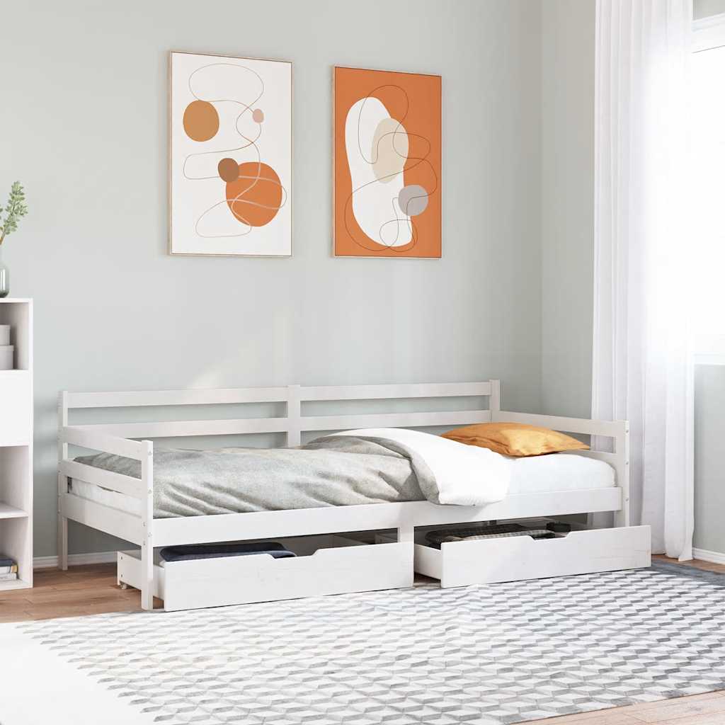 Daybed with Drawers without Mattress 90x200 cm Solid Wood