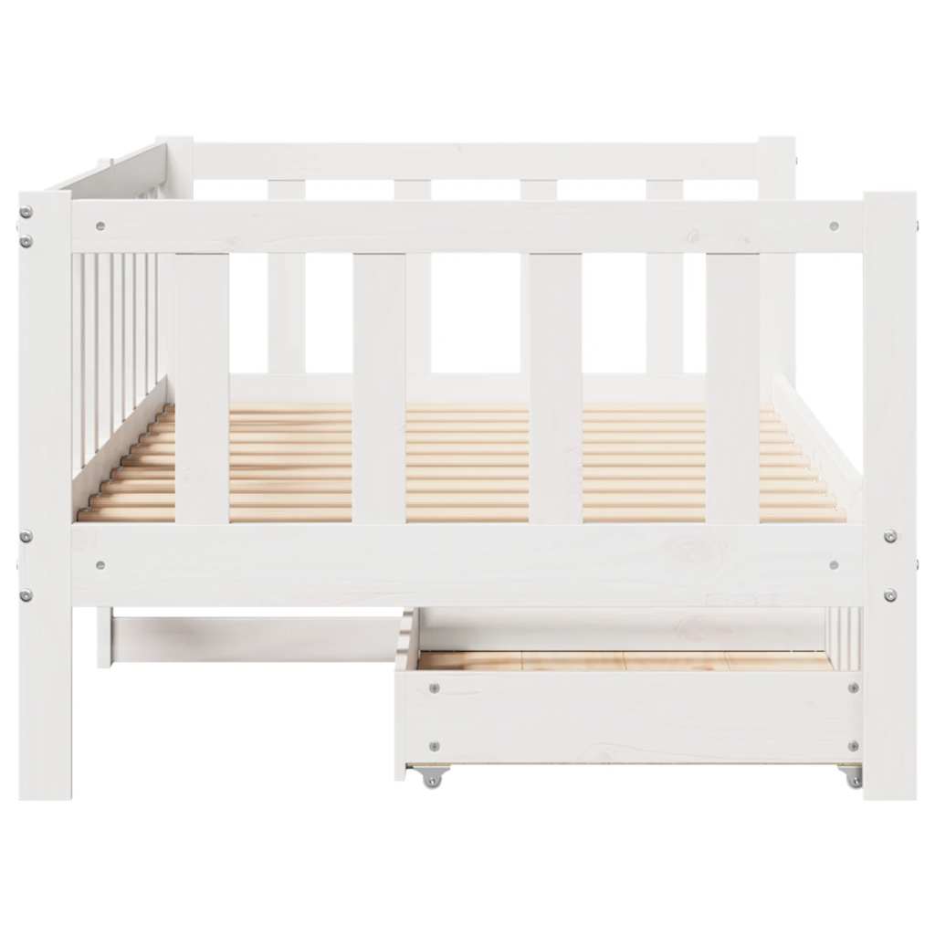 Daybed with Drawers without Mattress White 90x200 cm Solid Wood