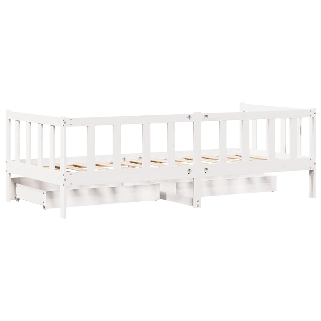 Daybed with Drawers without Mattress White 90x200 cm Solid Wood