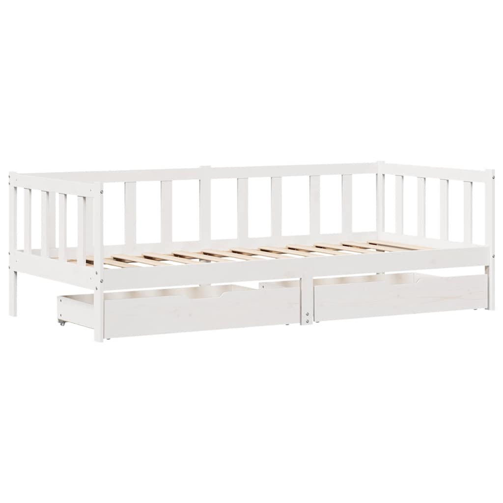Daybed with Drawers without Mattress White 80x200 cm Solid Wood