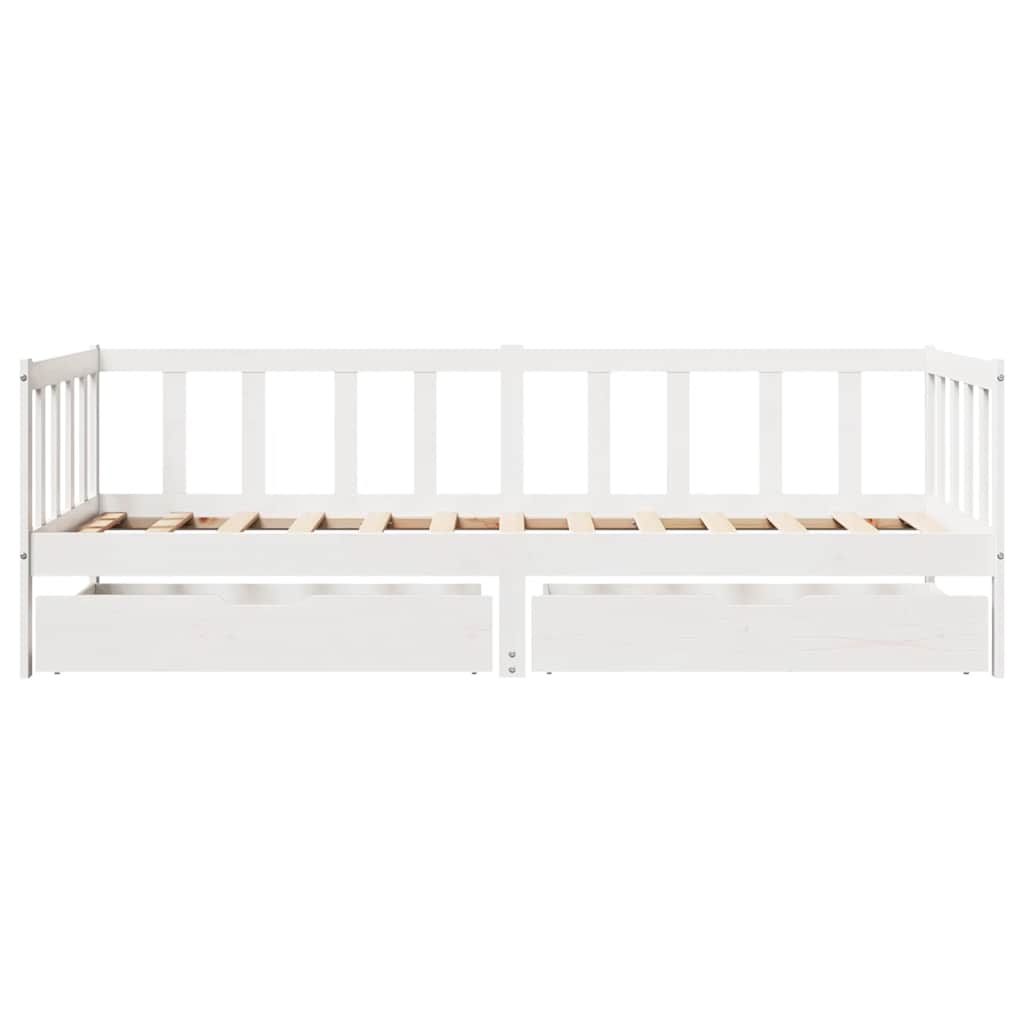 Daybed with Drawers without Mattress White 80x200 cm Solid Wood