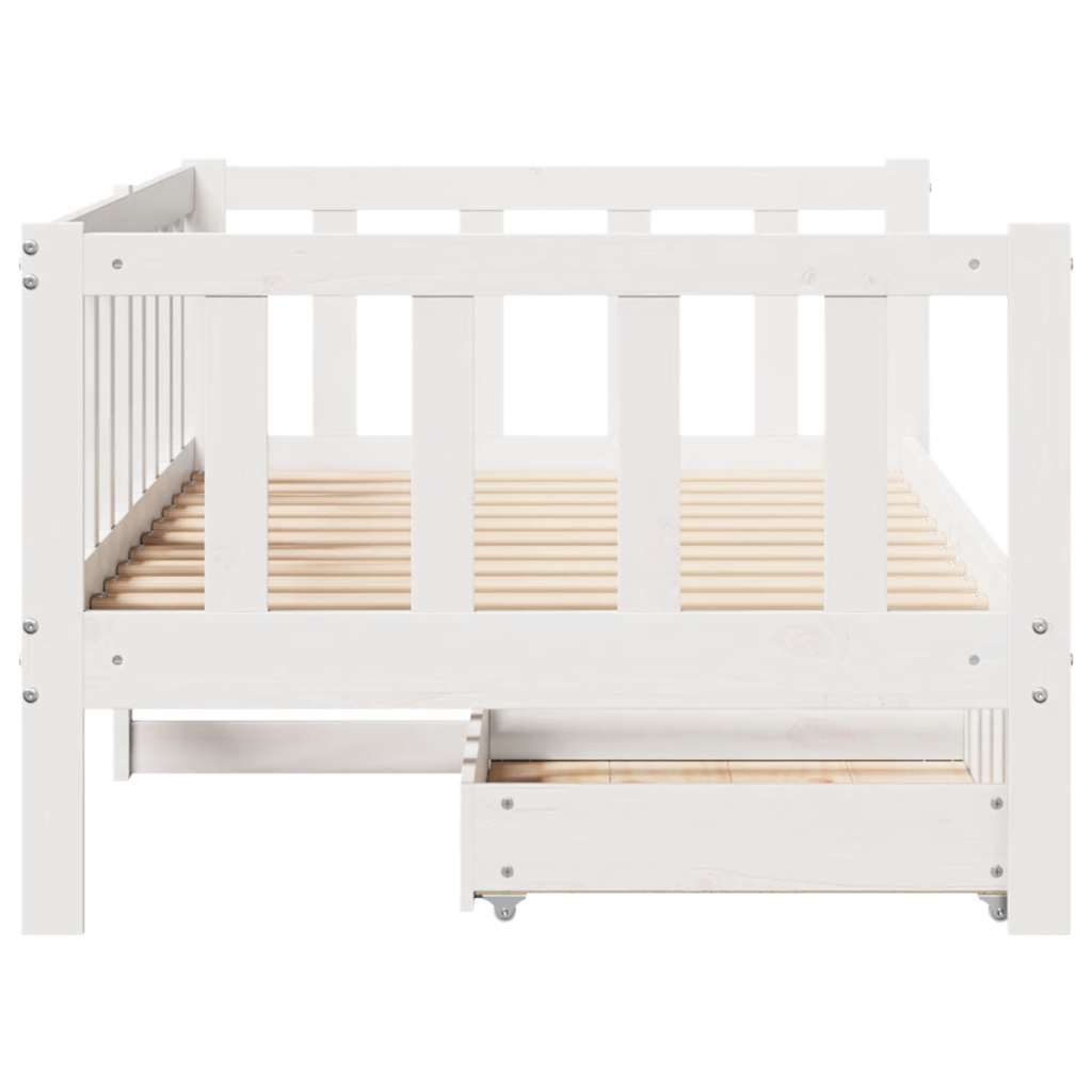 Daybed with Drawers without Mattress White 80x200 cm Solid Wood