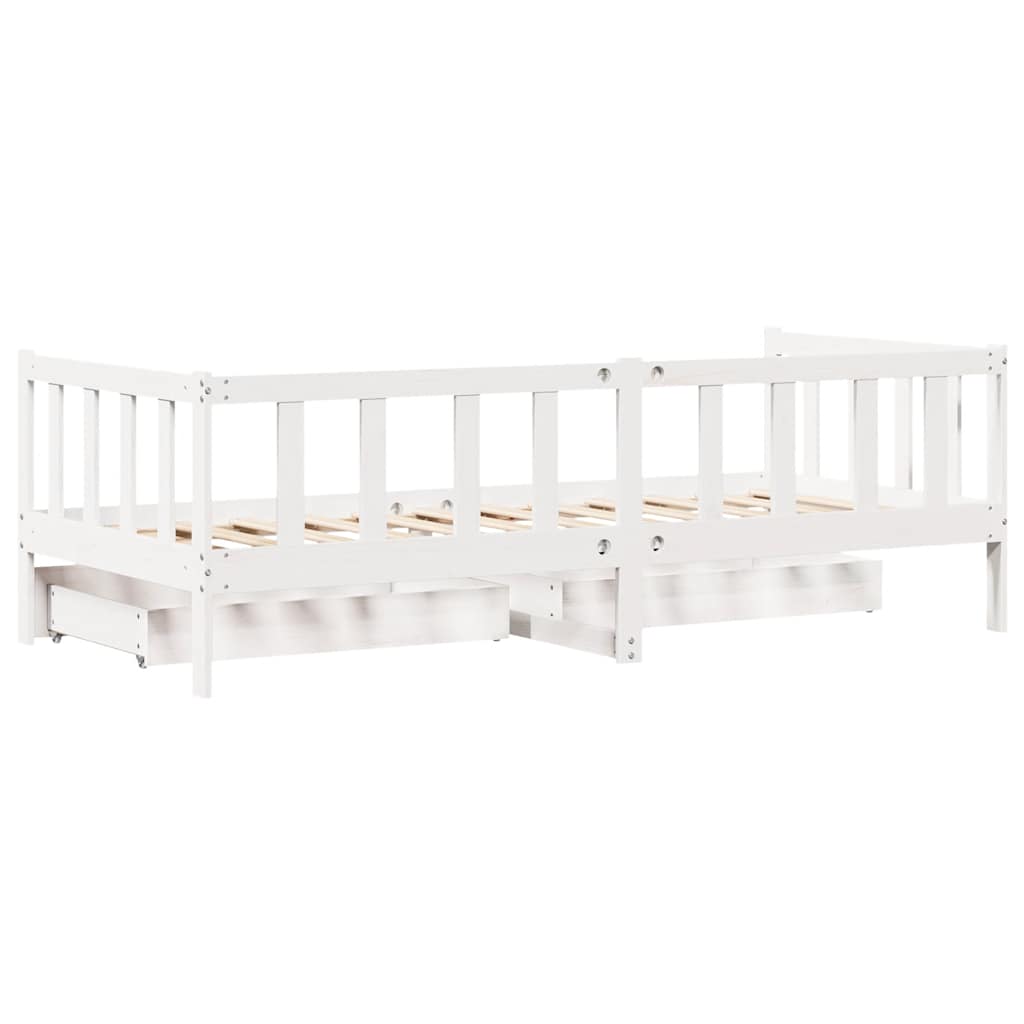 Daybed with Drawers without Mattress White 80x200 cm Solid Wood