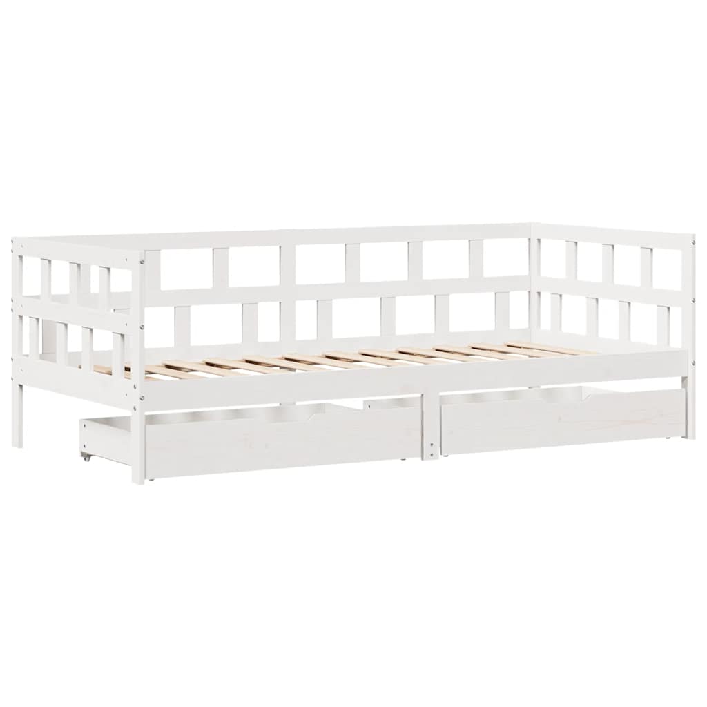 Daybed with Drawers without Mattress White 80x200 cm Solid Wood