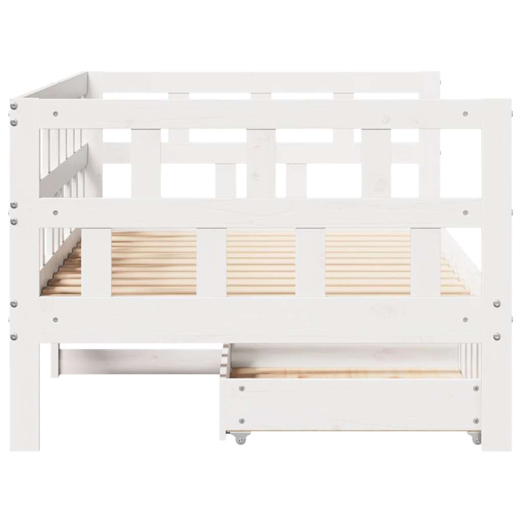 Daybed with Drawers without Mattress White 80x200 cm Solid Wood