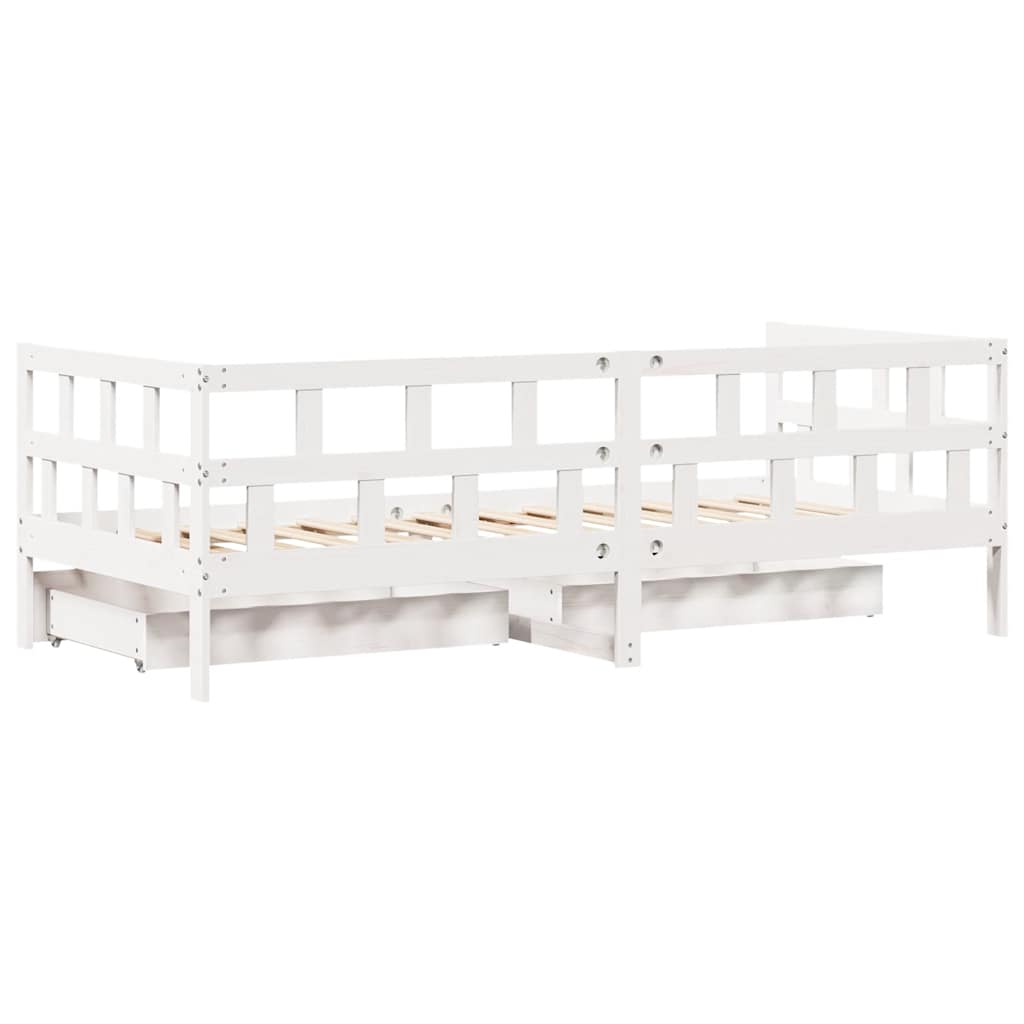Daybed with Drawers without Mattress White 80x200 cm Solid Wood