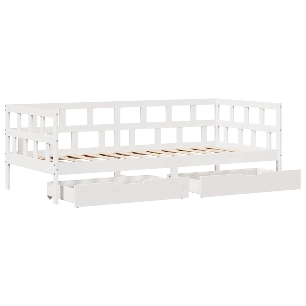 Daybed with Drawers without Mattress White 80x200 cm Solid Wood