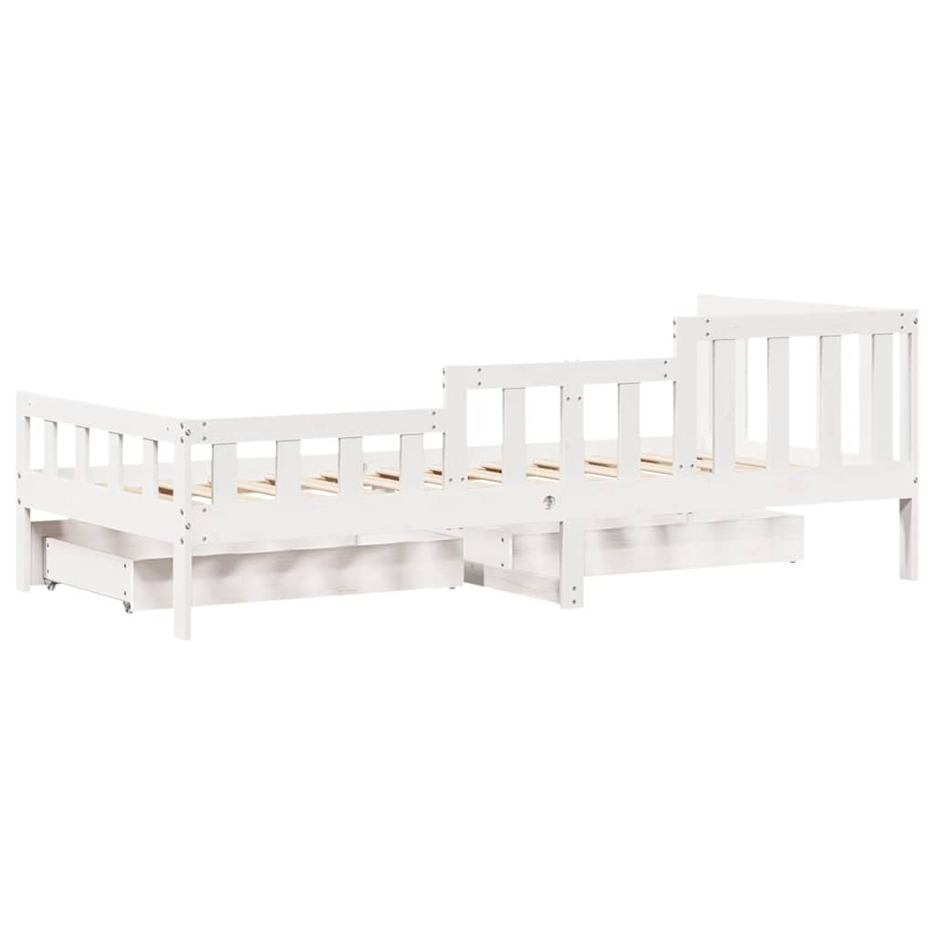 Daybed with Drawers without Mattress White 90x190 cm Single Solid Wood