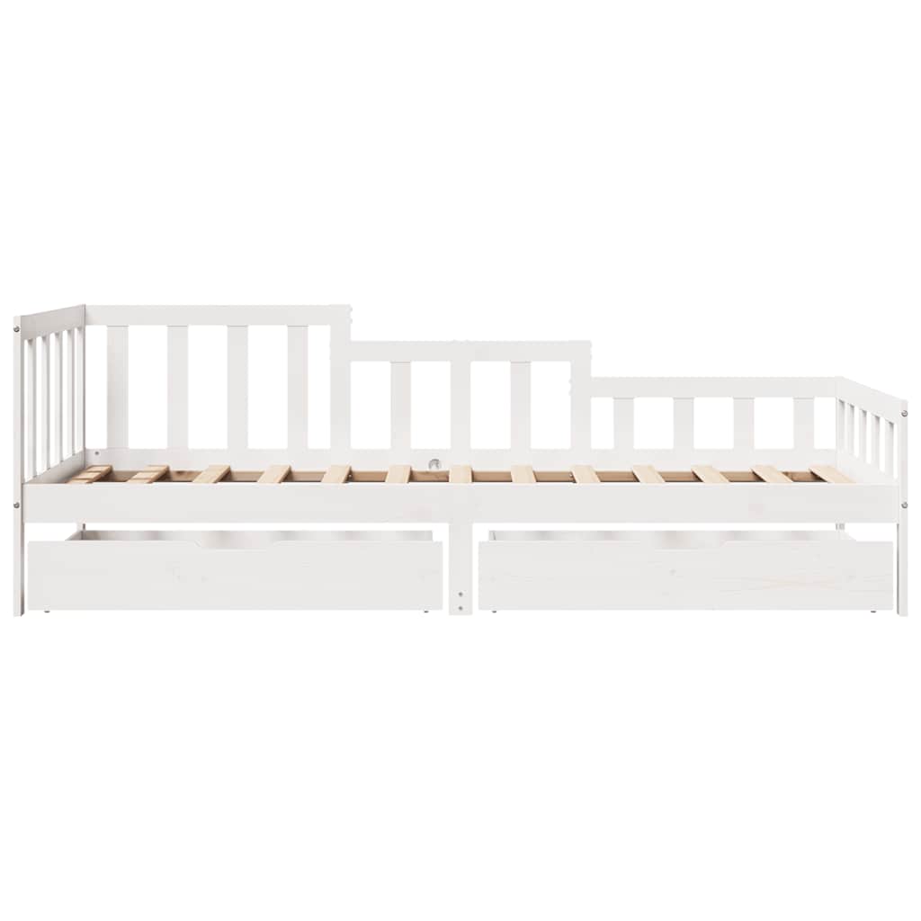 Daybed with Drawers without Mattress White 90x200 cm Solid Wood
