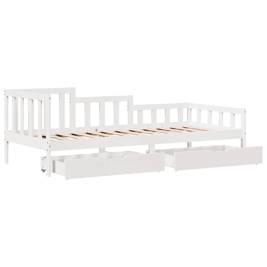 Daybed with Drawers without Mattress White 90x200 cm Solid Wood
