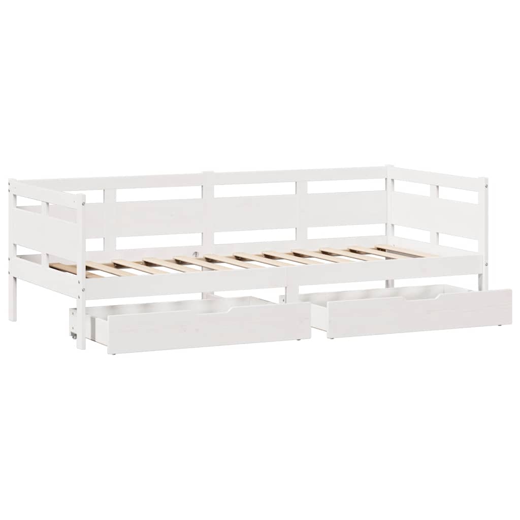 Daybed with Drawers without Mattress White 80x200 cm Solid Wood