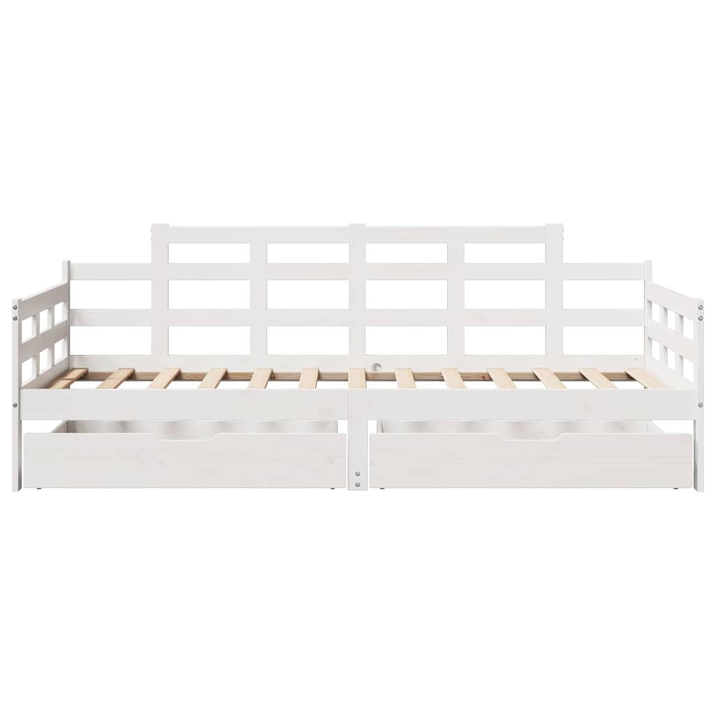 Daybed with Drawers without Mattress White 90x200 cm Solid Wood