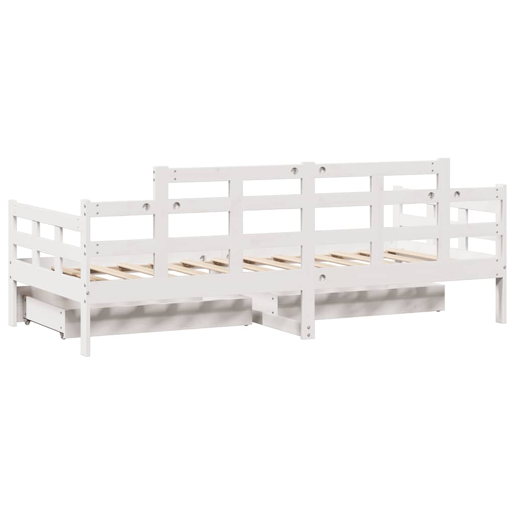 Daybed with Drawers without Mattress White 90x200 cm Solid Wood