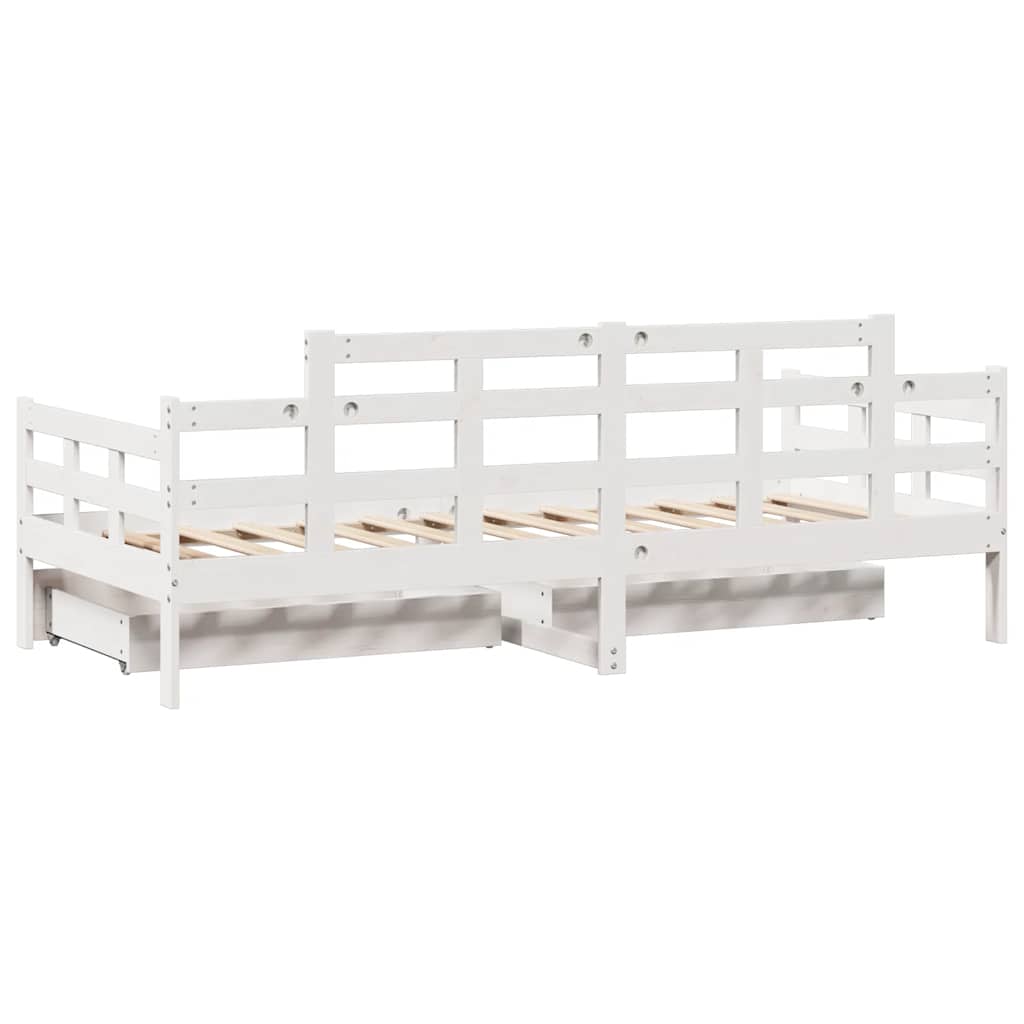 Daybed with Drawers without Mattress White 80x200 cm Solid Wood