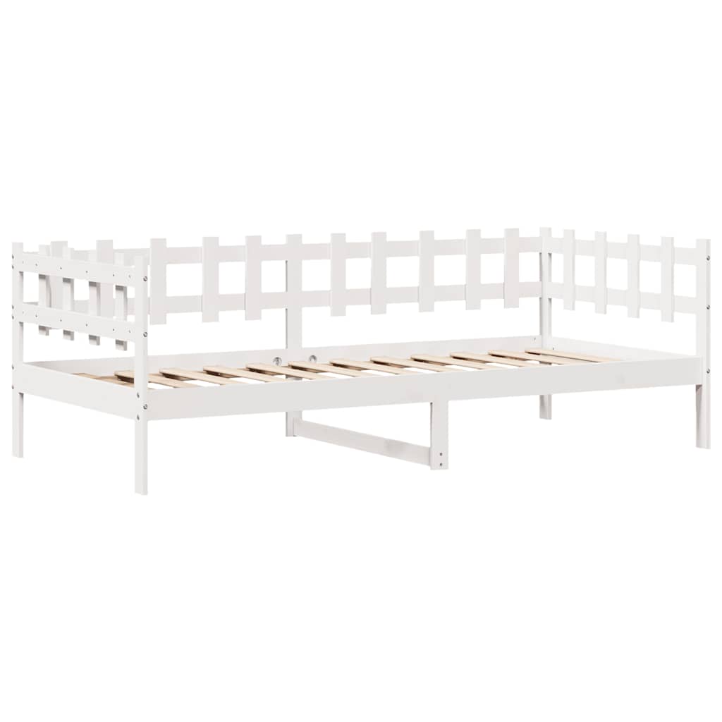 Daybed with Drawers without Mattress White 90x200 cm Solid Wood