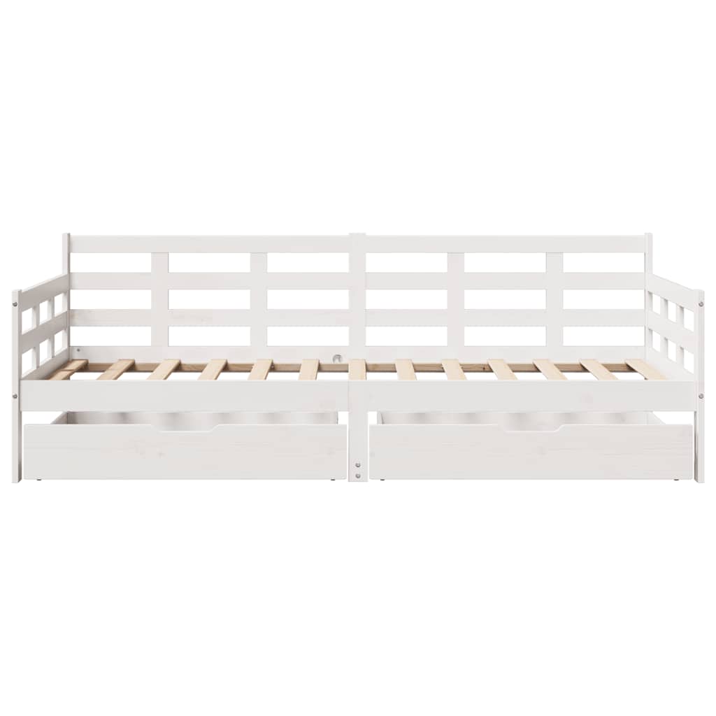 Daybed with Drawers without Mattress White 90x200 cm Solid Wood