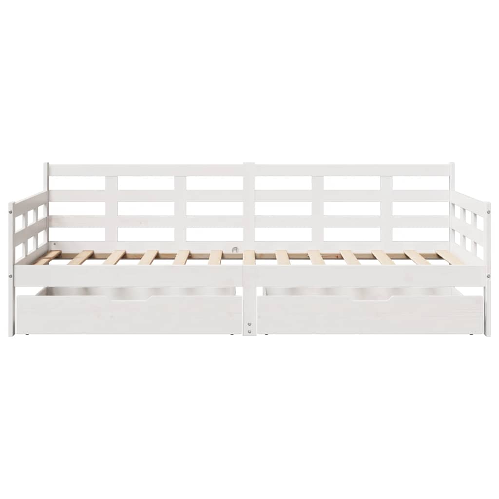 Daybed with Drawers without Mattress White 80x200 cm Solid Wood