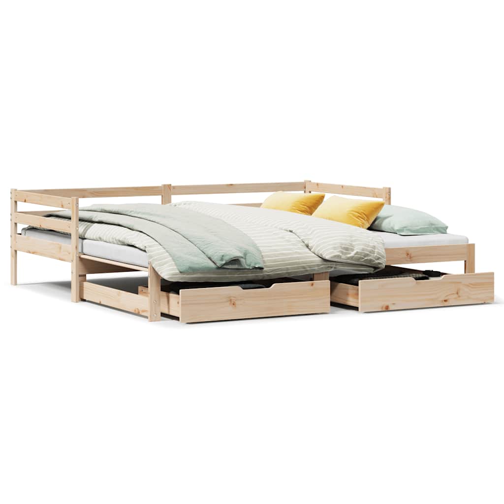 Daybed with Drawers without Mattress 90x200 cm Solid Wood