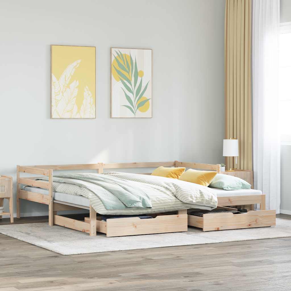 Daybed with Drawers without Mattress 90x200 cm Solid Wood