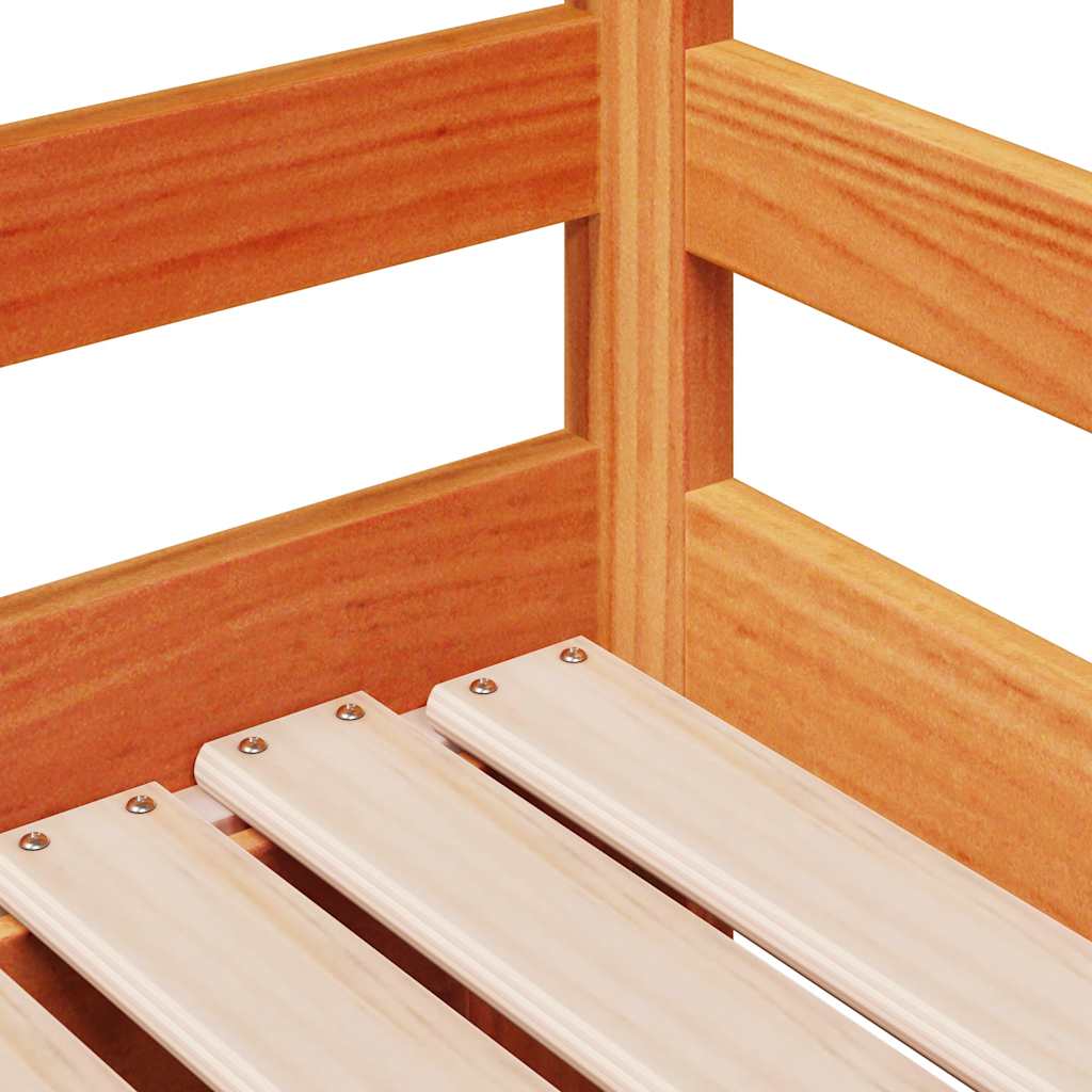 Daybed with Trundle&Drawers without Mattress Wax Brown 90x190 cm Single