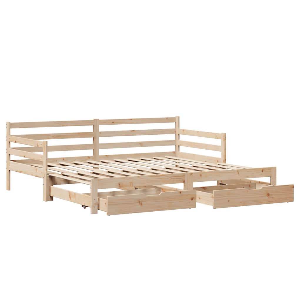 Daybed with Trundle and Drawers without Mattress 90x200 cm