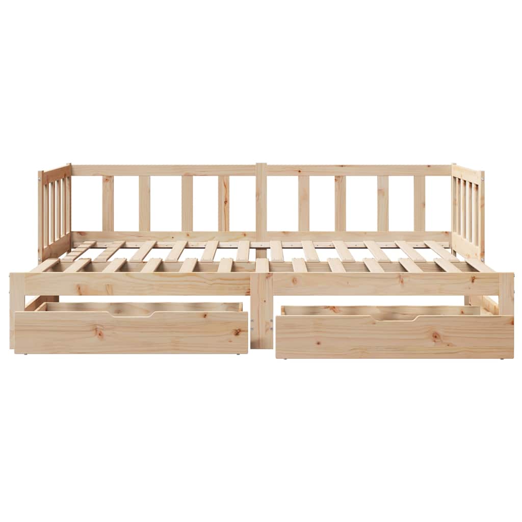 Daybed with Trundle and Drawers without Mattress 80x200 cm