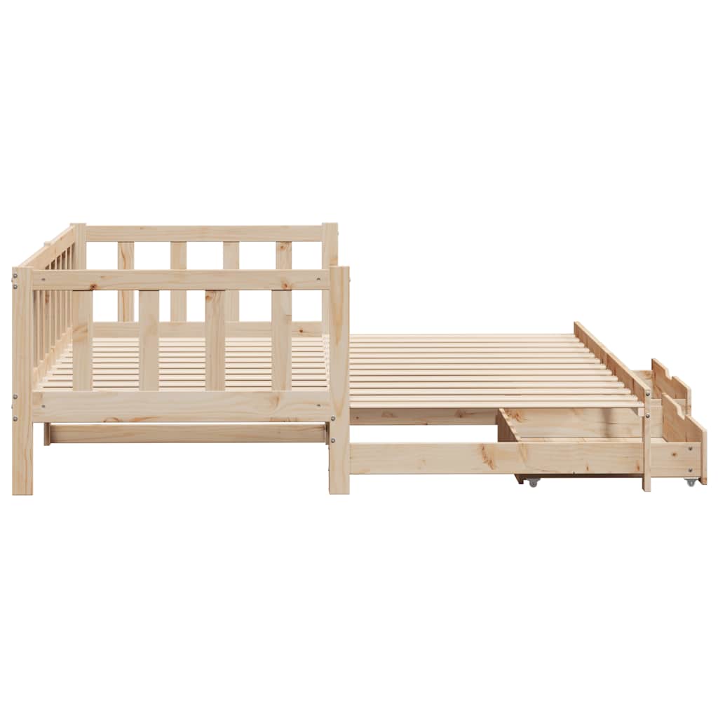 Daybed with Trundle and Drawers without Mattress 90x190 cm Single