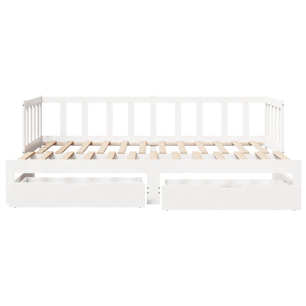 Daybed with Trundle and Drawers without Mattress White 90x190 cm Single