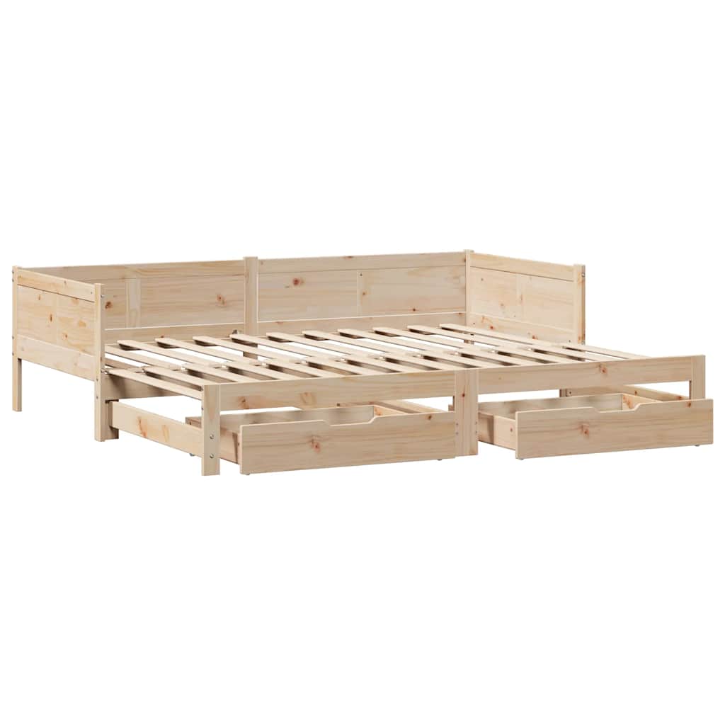 Daybed with Trundle and Drawers without Mattress 90x190 cm Single